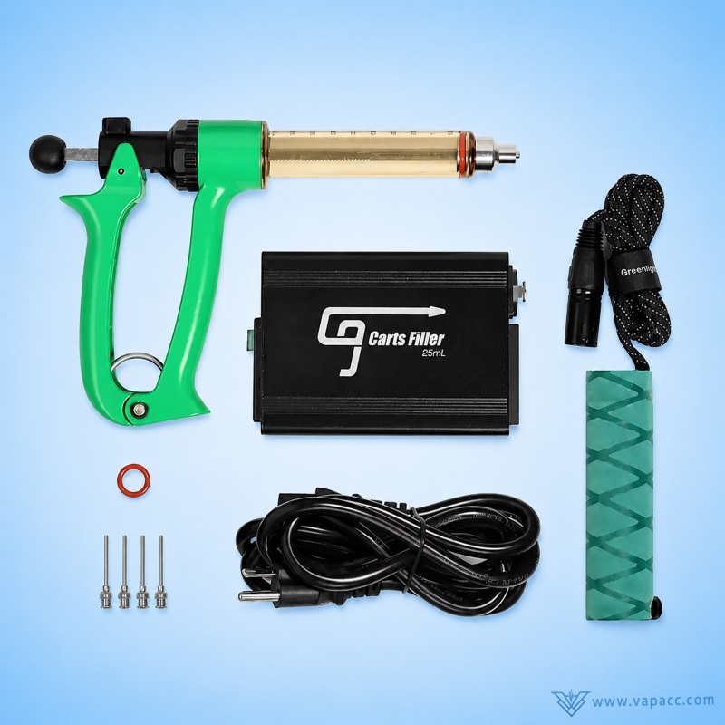 Green G9 vape filling gun accessories set including PID controller power cord heat sleeve and luer lock needles