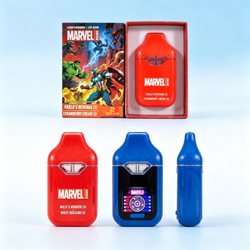 Marvel Switch 2g empty dual flavor disposable vape with individual retail packaging box
