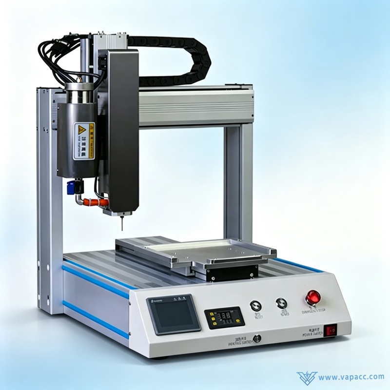 Side view of single head automatic vape filling machine with electric drive system