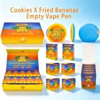Complete wholesale set of Cookies Fried Bananas empty vape pens 1g/2g with custom retail packaging boxes.