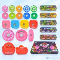 Complete Donuts Gen 2 empty vape 2ml dual chamber product lineup with devices, cases, and boxes.