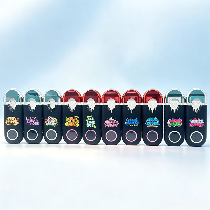 Empty Muha Meds 3.5g disposable vape pen hardware devices in different flavors