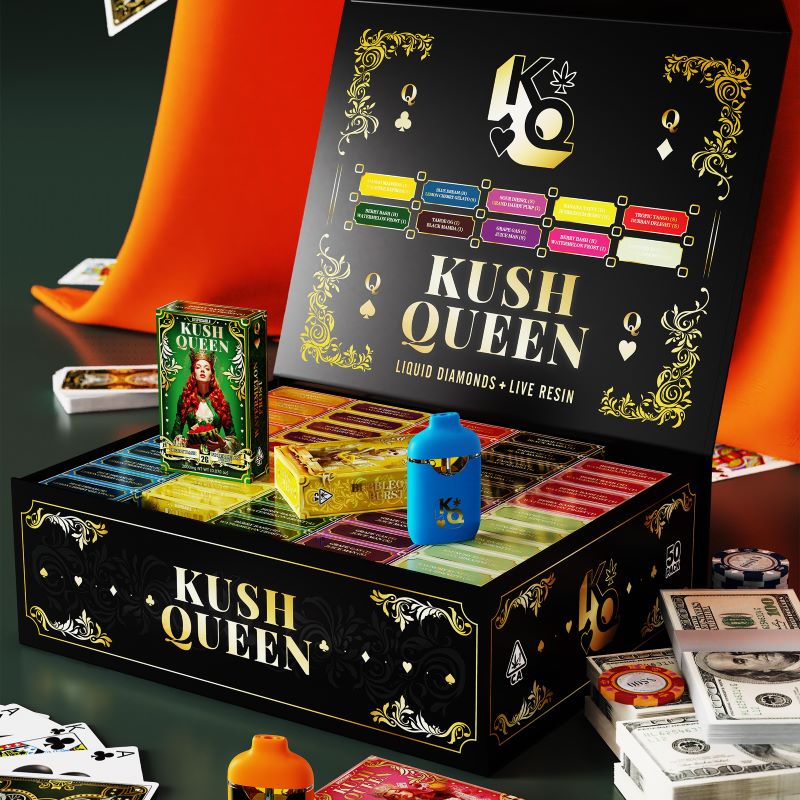 kush queen 2g empty disposable vape 50 pack master box with playing card design