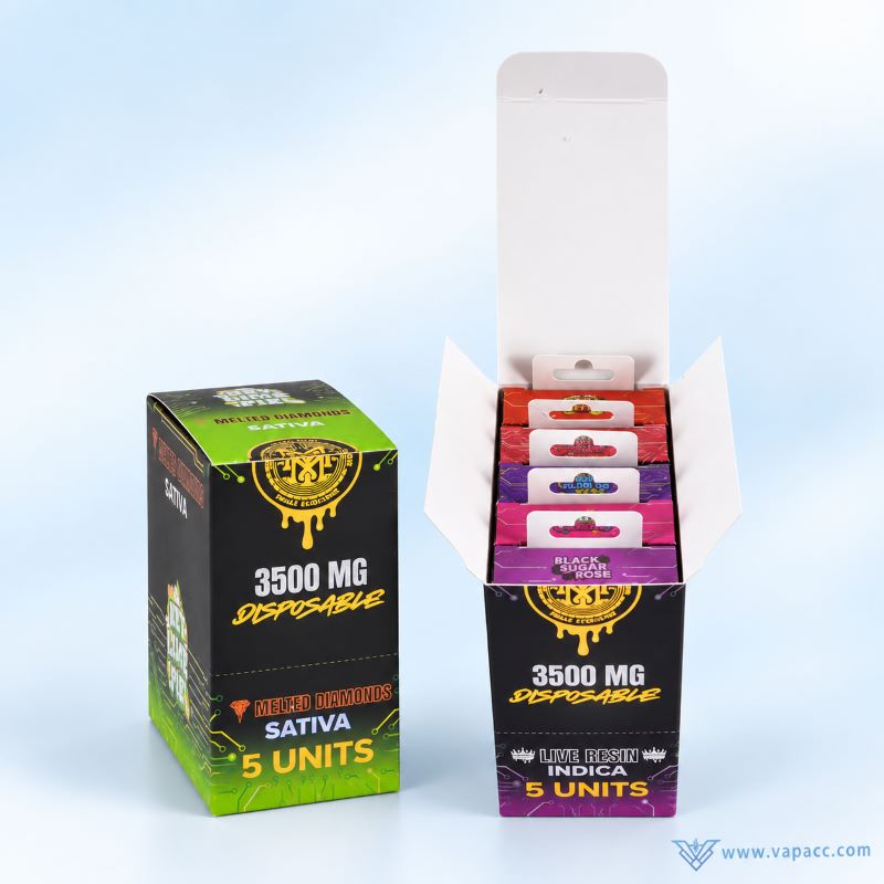 Muha Meds 3.5g melted diamonds disposable vape 5 units inner display box