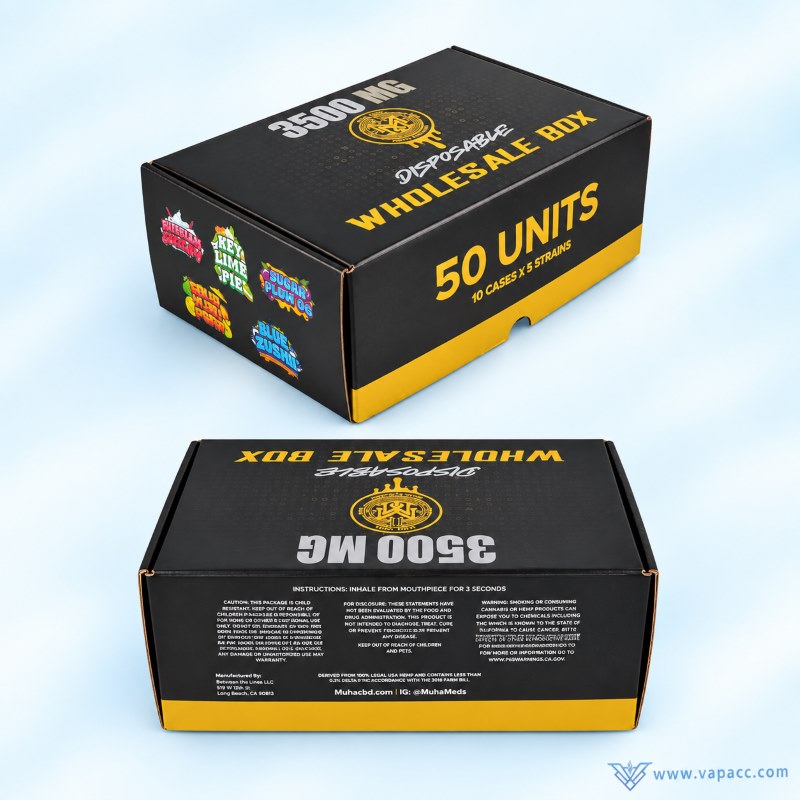 Muha Meds 3.5g empty disposable vape 50 units wholesale master carton box