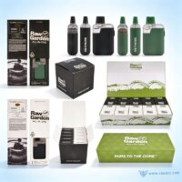 Complete packaging set for Raw Garden V2 empty vape pens 1g & 2g including retail and display boxes.