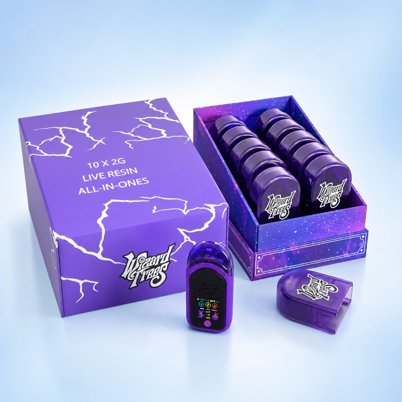 trees disposable vape Wizard 1g Single Flavor Live Resin Empty Color:Frozen Aurora Fifty Bar - HQ Oracle Lights