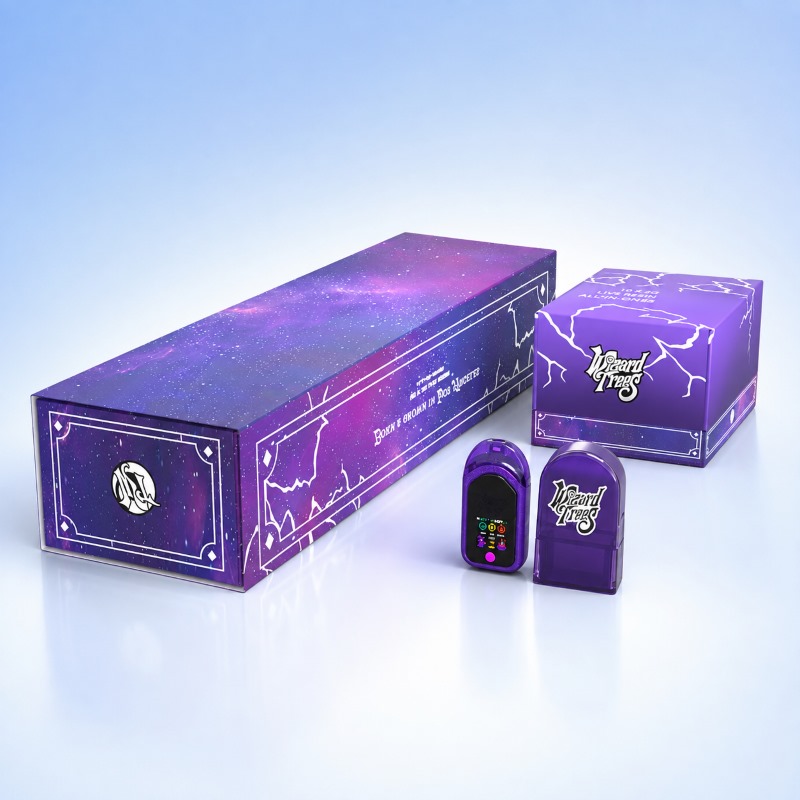 Wholesale Wizard Trees 1g single-flavor empty vape packaging set featuring master display carton and individual boxes