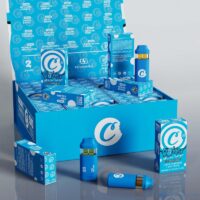 Empty Cookies 2g Dual chamber disposable vape wholesale full packaging collection with master display box and blue hardware devices.