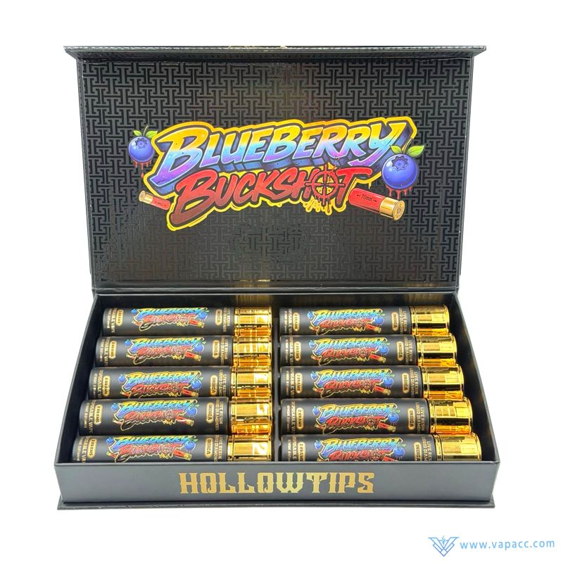 empty hollow tips v1 2g blueberry buckshot disposable vapes inside 10 pack display box