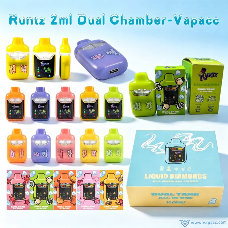 Wholesale empty Runtz 2ml dual chamber disposable vapes with full packaging