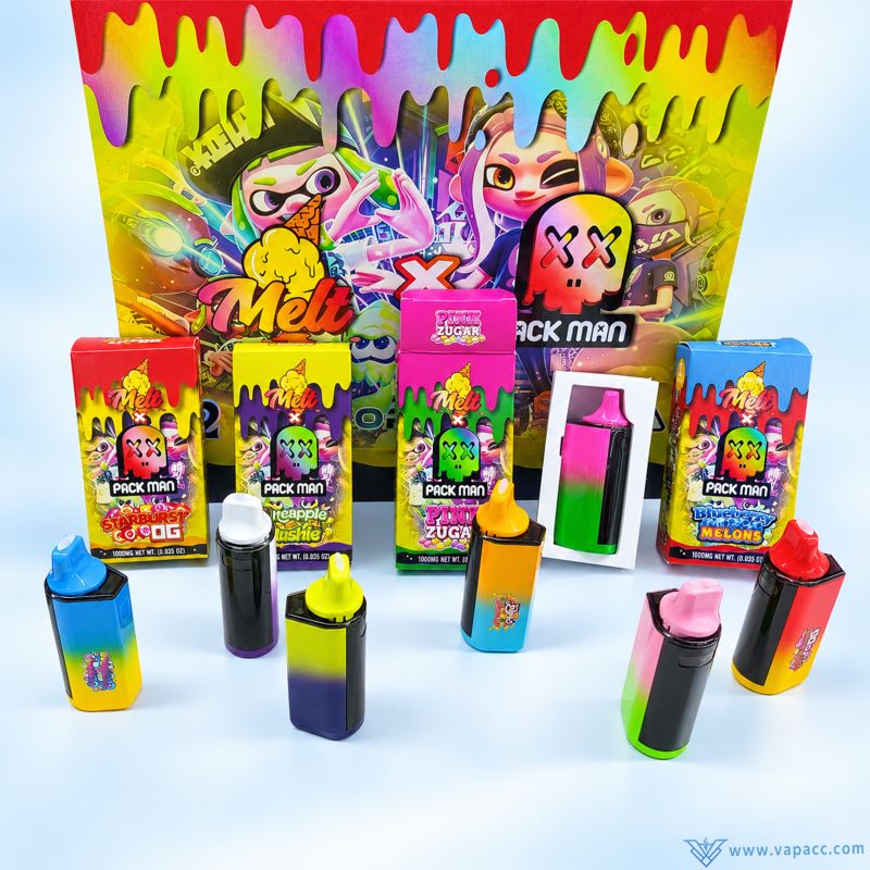 Packman x Melt V2 empty disposable vape pen 1ml hardware set with retail boxes