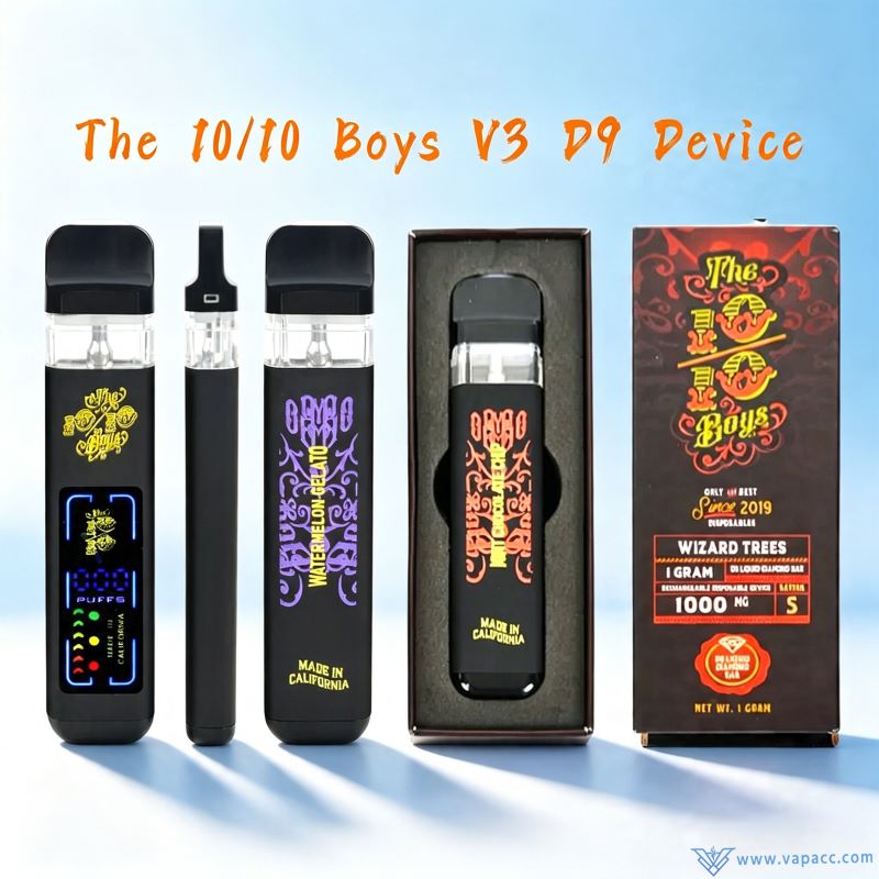 The 10/10 Boys V3 empty disposable device with packaging box and mouthpiece