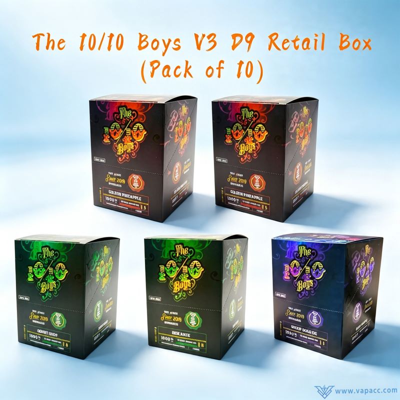 Wholesale display boxes of The 10/10 Boys V3 empty vape pens 10-pack