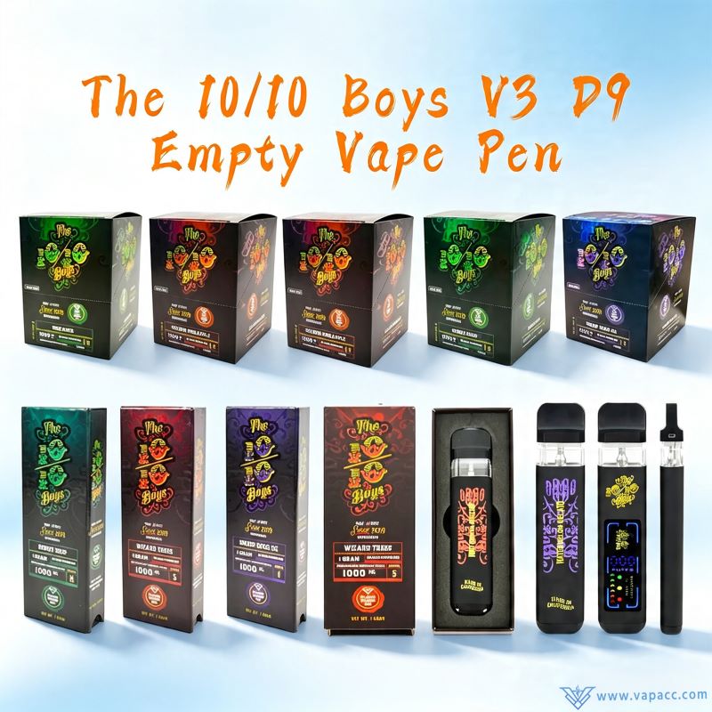 The 10/10 Boys V3 empty vape pen packaging boxes and devices set